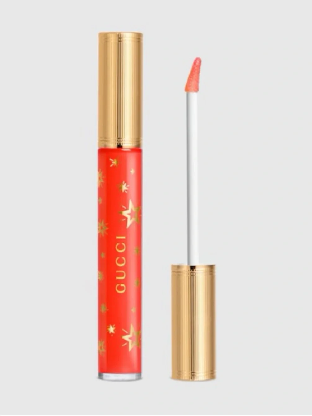 Gucci Gloss À Lèvres Lip Gloss — Coral Red with Gold Accents
